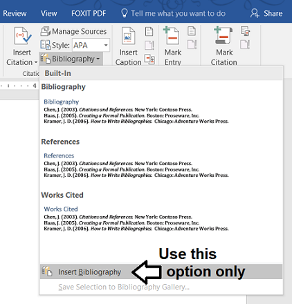 Your bibliography choice